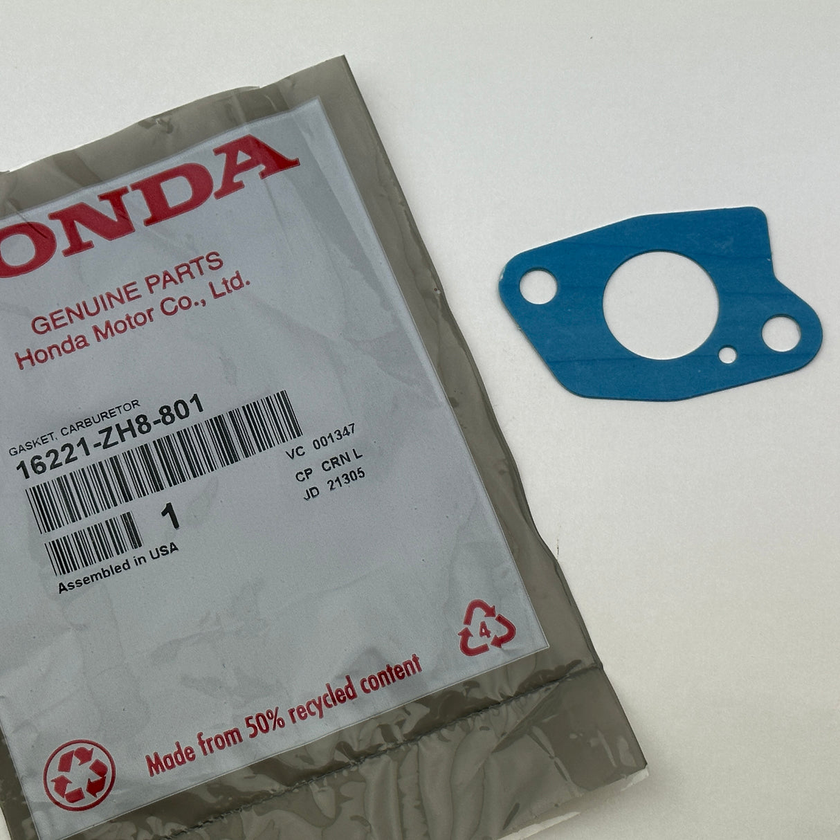 Genuine Honda  GX120, GX160, GX200  Carburetor Gasket for all Engines 16221-zh8-801