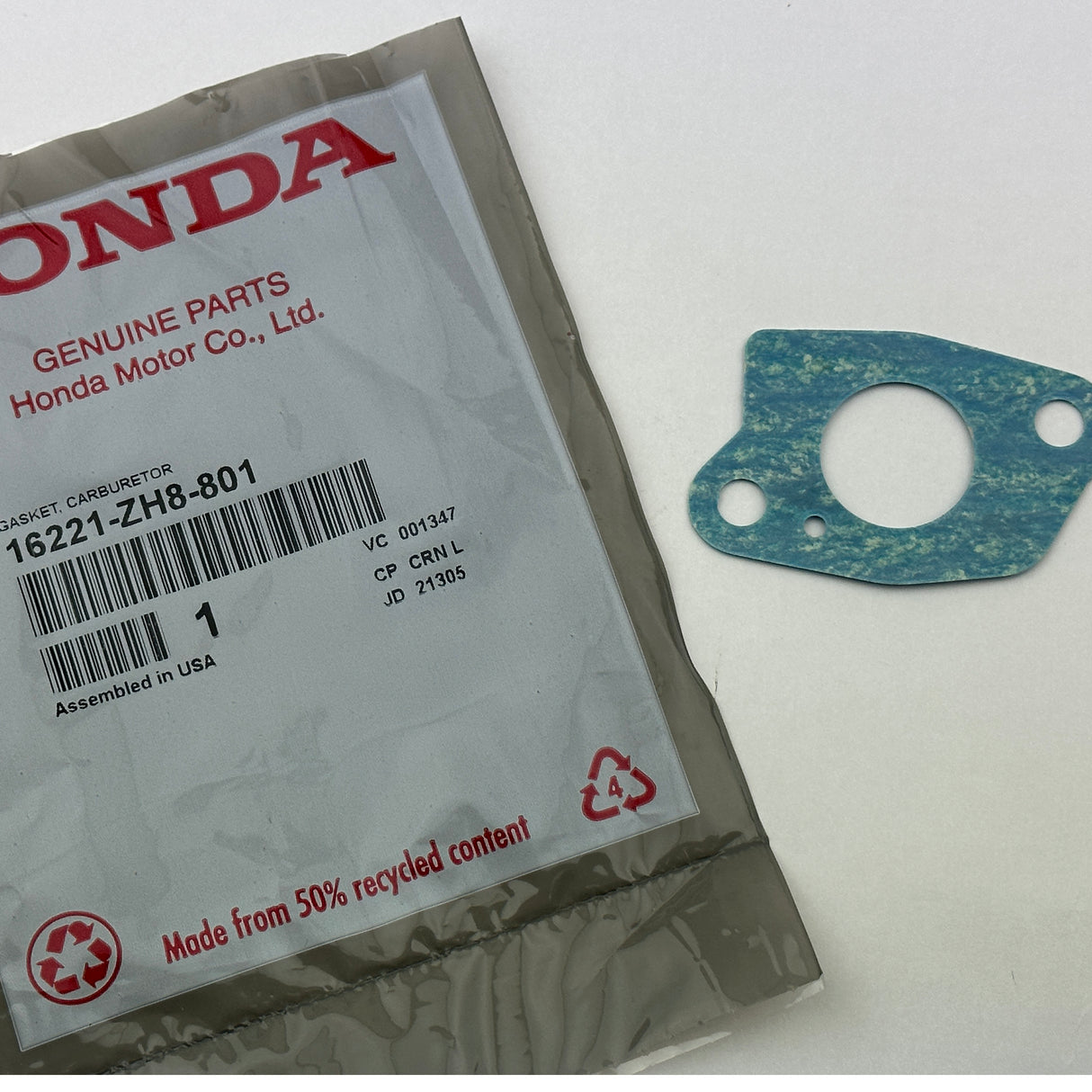 Genuine Honda  GX120, GX160, GX200  Carburetor Gasket for all Engines 16221-zh8-801