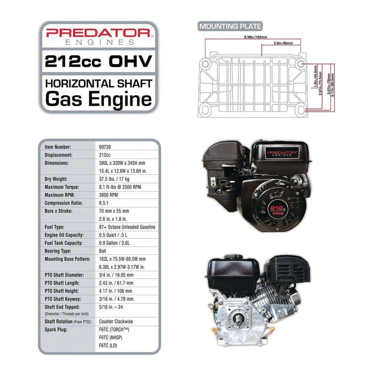 Predator 212 Horizontal Shaft Mini Wedge Krybaby Race Prepped Engine Stamped Steel Valve Cover